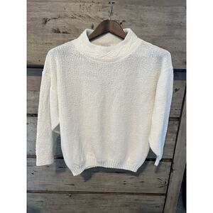 Vintage Sweater G.F.C. Ltd 80s Ivory Mock Neck Medium Made in USA